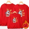 23 New Bestsellers: New Year's parent-child outfits, long-sleeved base layer, New Year Greeting and zodiac Year top, men's and women's fleece hoodie, red Item Picture